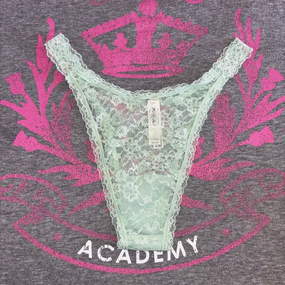 NWT New Victoria’s Secret Lace Panty Brazilian Panty Pretty Mint Floral LG - Picture 3 of 7